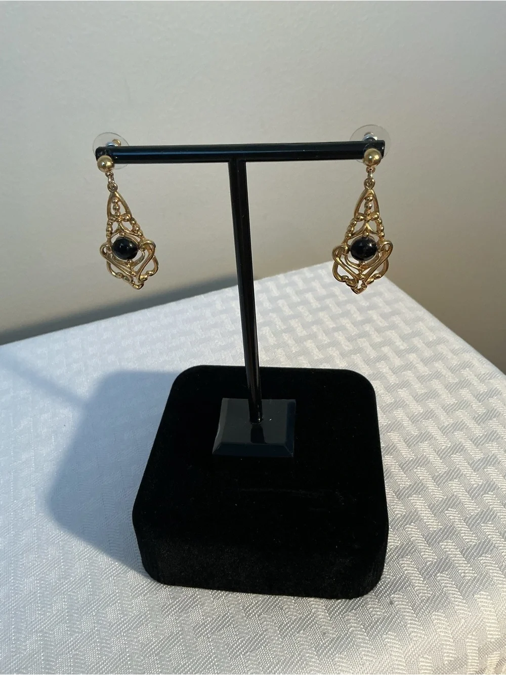 Black Gold Plated Gold Tone dangling post